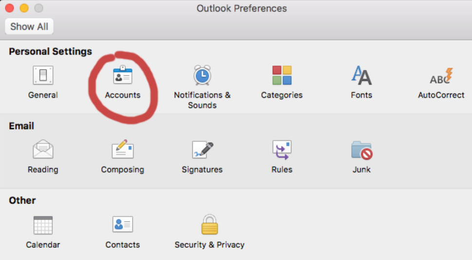 changing password in outlook for mac